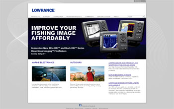 Screenshot of the Lowrance Electronics web site