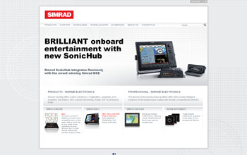 Screenshot of the Simrad Yachting web site